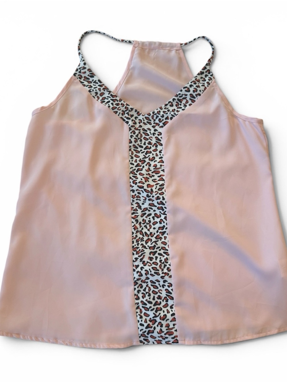 Pink Silky Women’s Halter Tank with Leopard Trim